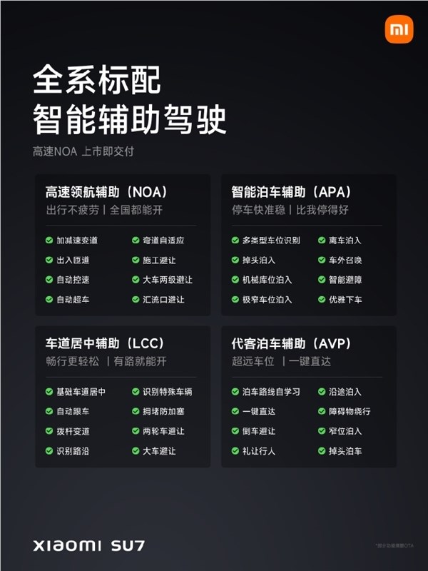 智驾全栈自研！小米SU7城市NOA用户测试4月开启