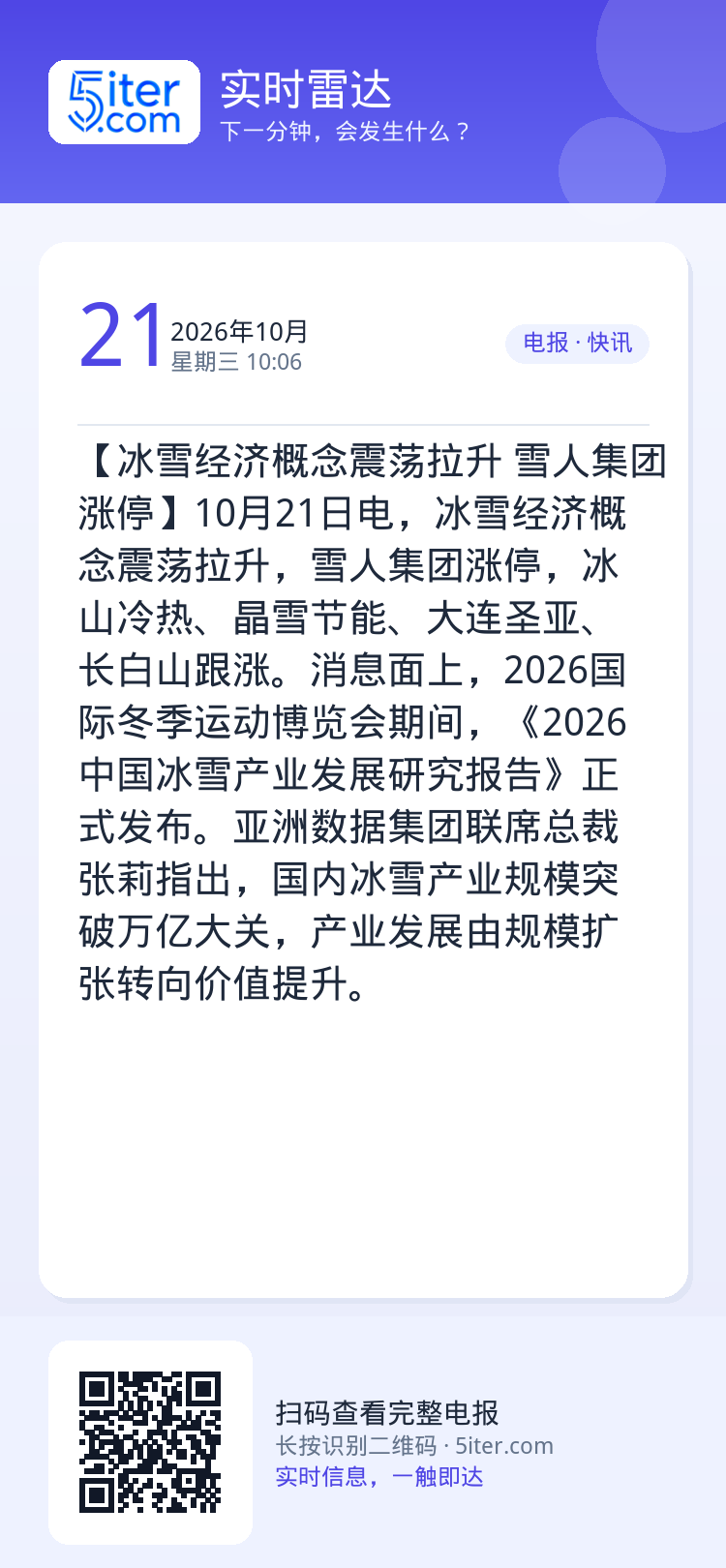 【冰雪经济概念震荡拉升 雪人集团涨停】10月21日电，冰雪经济概念震荡拉升，雪人集团涨停，冰山冷热、晶雪节能、大连圣亚、