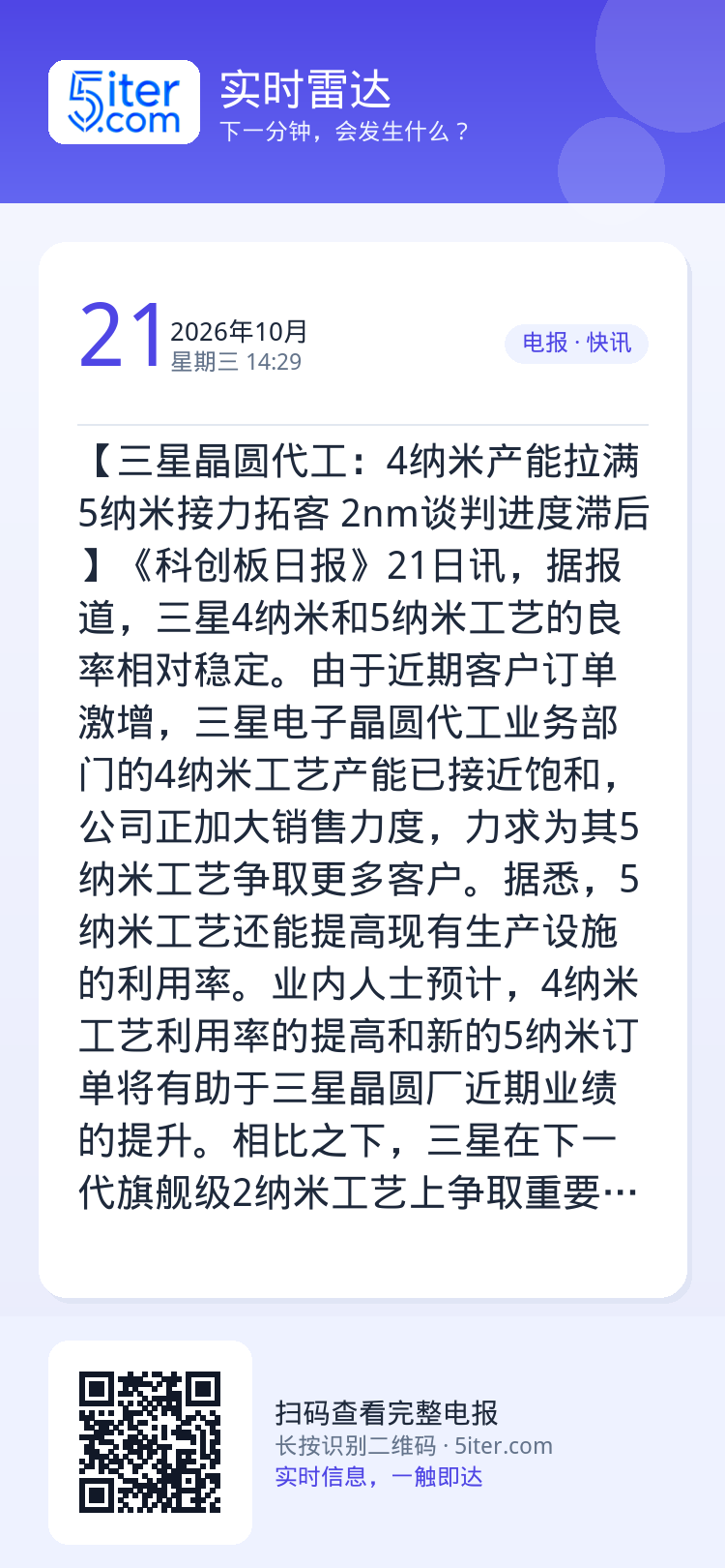 【三星晶圆代工：4纳米产能拉满 5纳米接力拓客 2nm谈判进度滞后】《科创板日报》21日讯，据报道，三星4纳米和5纳米工