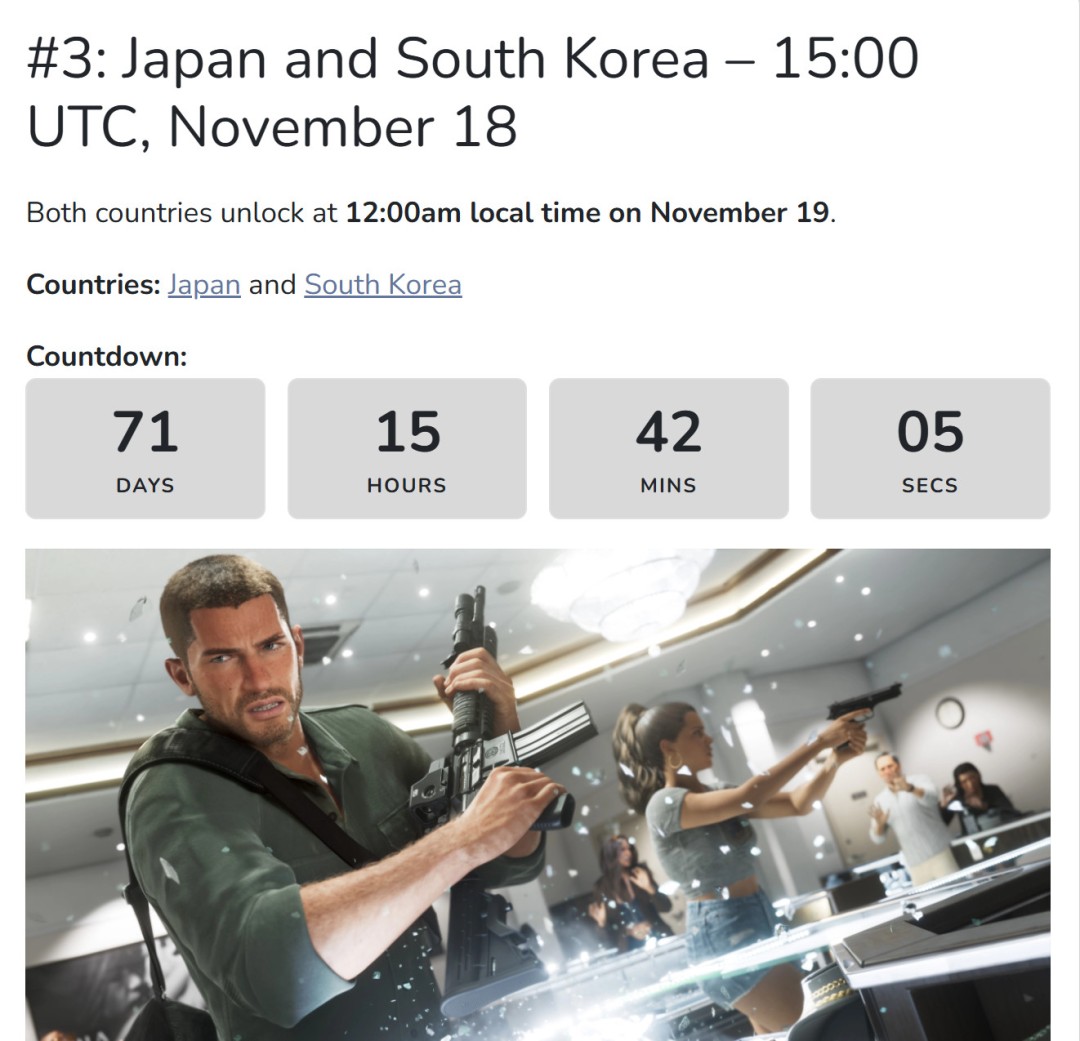 《GTA6》将会在当地时间11月19日凌晨0点解锁