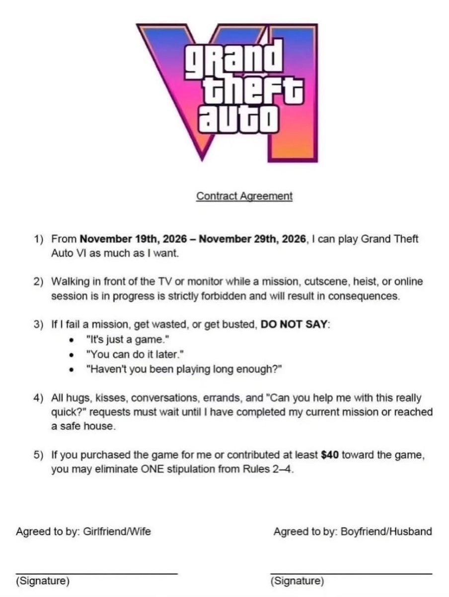 玩家为了能畅快游玩《GTA6》 和对象签游戏协议