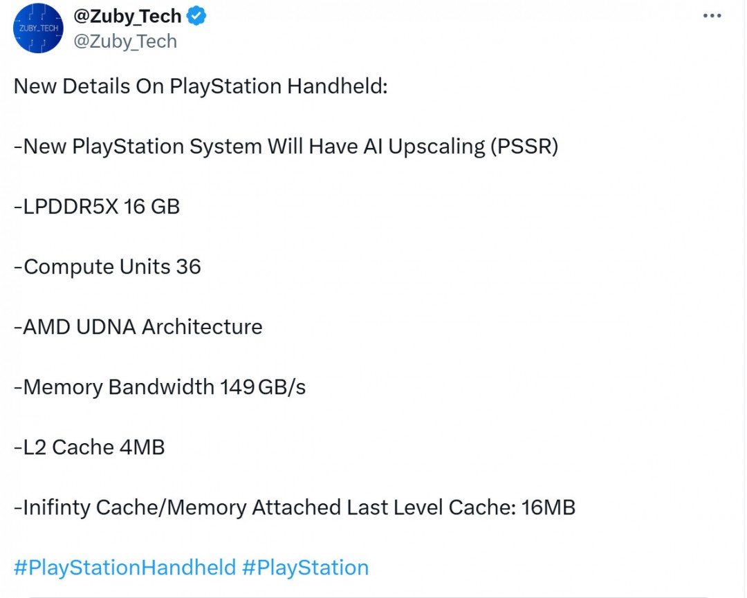 PlayStation掌机传闻：将配备16GB LPDDR5X内存、支持PSSR