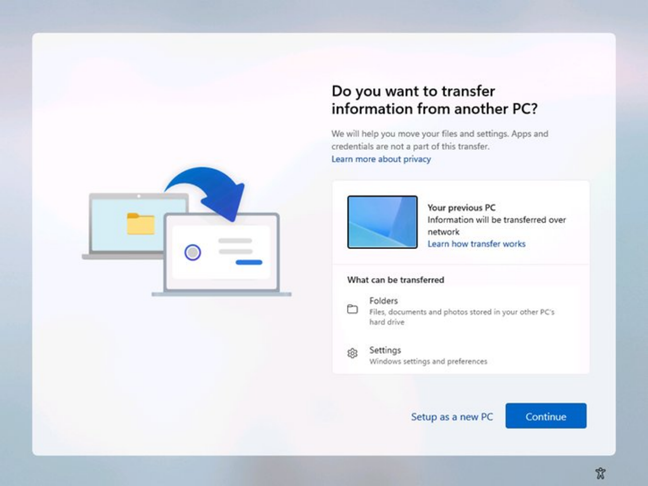 微软在Windows 11测试版OOBE阶段增加迁移功能 从其他PC将数据同步过来