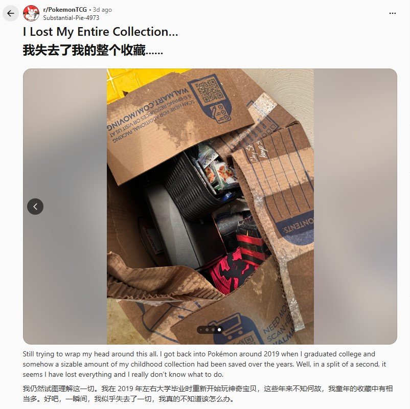 倒霉网友万元宝可梦卡牌被淹 保险理赔仅