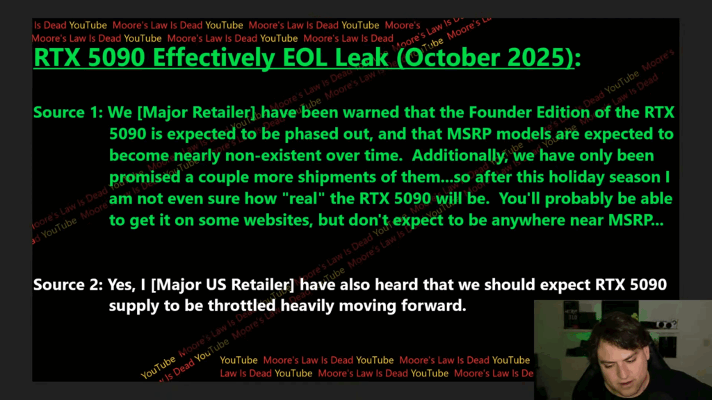 日媒报道称英伟达RTX 5090接近“实质停产”状态