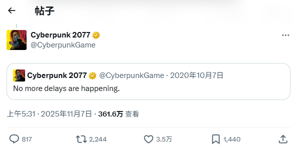 CDPR调侃《GTA6》延期 引发玩家抨击:你也配开玩笑?