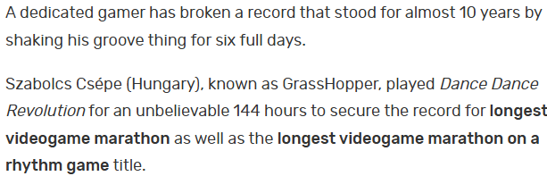 老外玩家刷新游戏马拉松新吉尼斯记录 连续6天跳《劲舞革命》