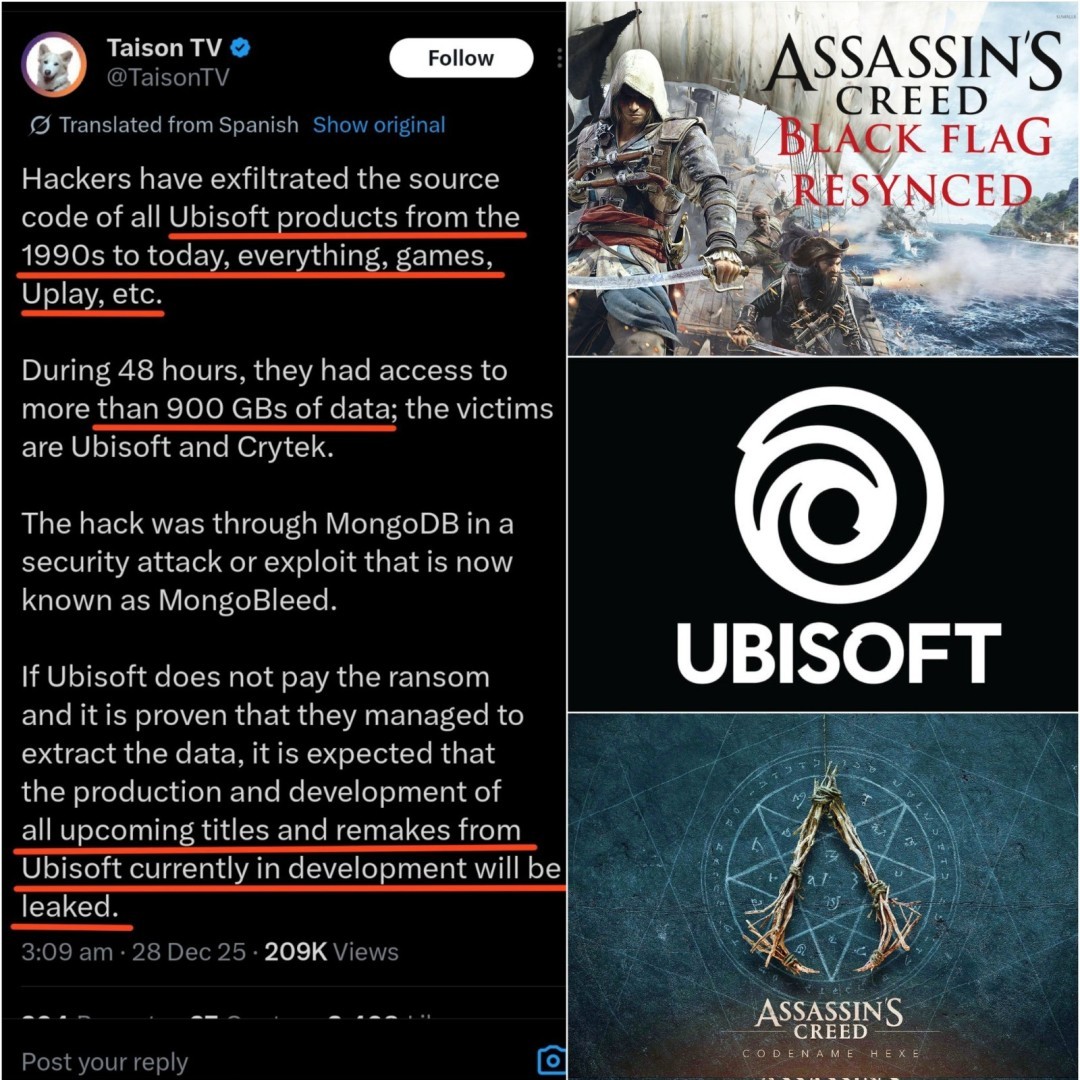 育碧黑客事件新进展!内部人士称数据泄露传闻被夸大