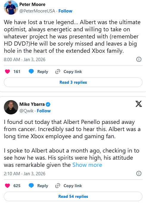 微软Xbox元老Albert Penello逝世！多位行业大佬发文缅怀