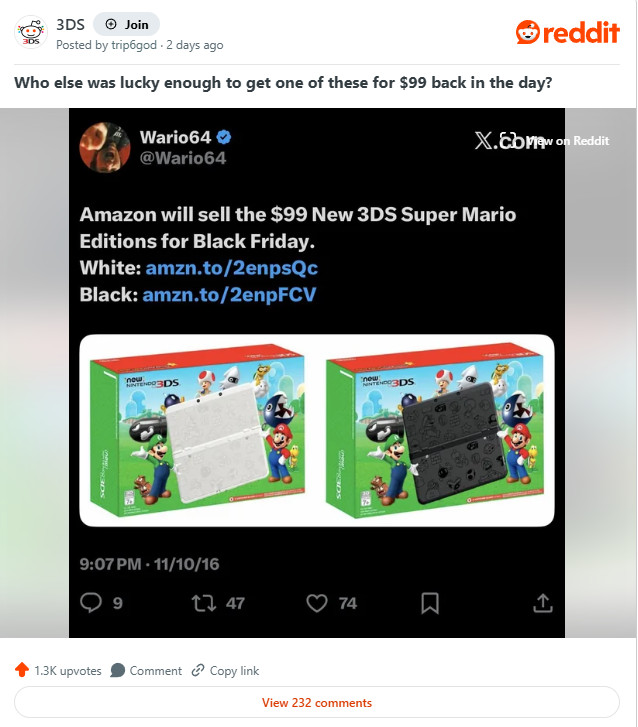 随着DS和3DS价格飙升 任天堂粉丝后悔没有早点入手