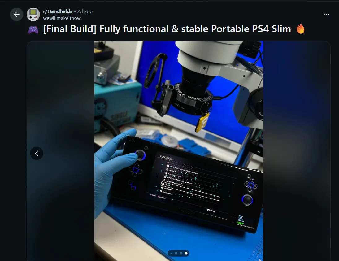 民间大神出手:PS4 Slim被改造成7英寸掌机