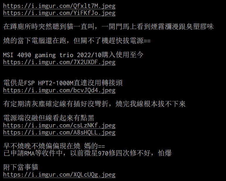 玩家的RTX 4090被烧毁 猫咪竟然是第一个发现