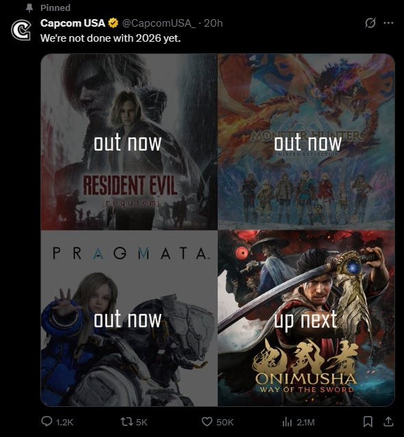 卡普空2026年Steam收入已破3.8亿美元 新IP《识质存在》整顿3A游戏市场