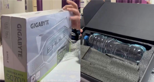 老外买RTX 5070 Ti却开出矿泉水！幸好全程录像留证