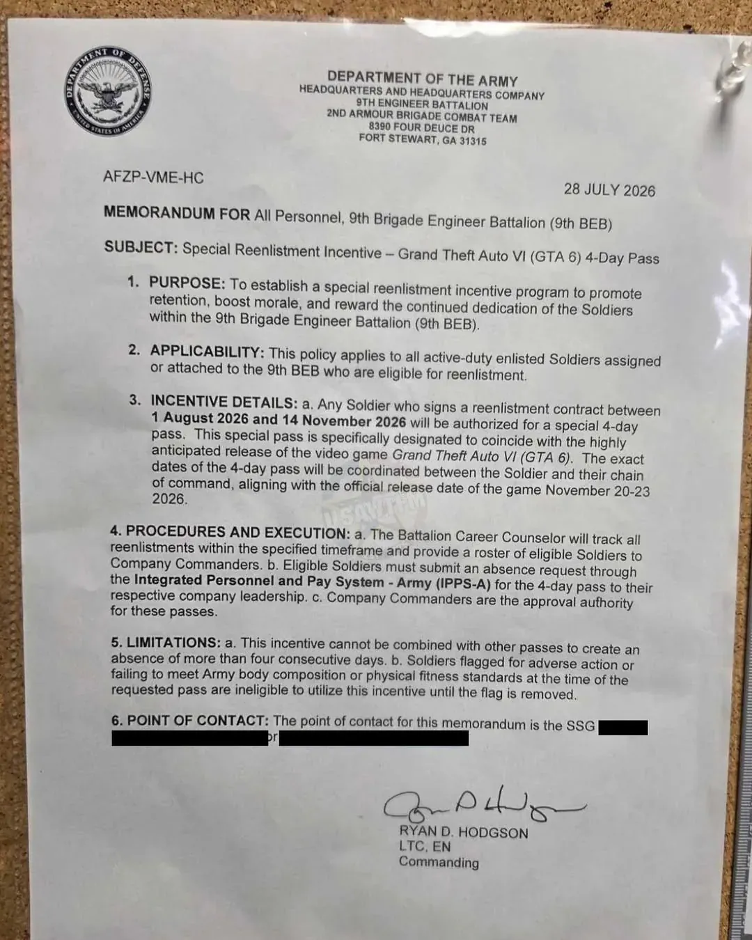 美国陆军承诺续签兵役合同 可请假玩四天《GTA6》